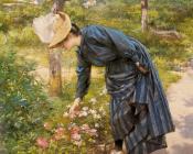 维克多加布里埃尔吉尔伯特 - Lady in a Garden